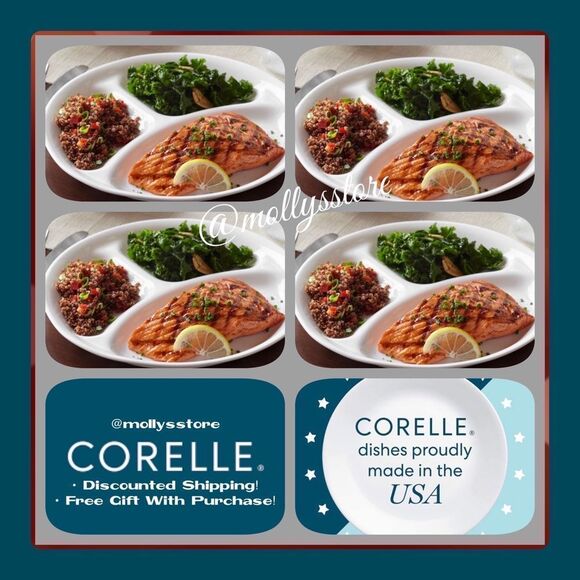Dinner 🌺 New Corelle Livingware Winter Frost White 10.25" Divided Plates, 4 - Picture 3 of 9